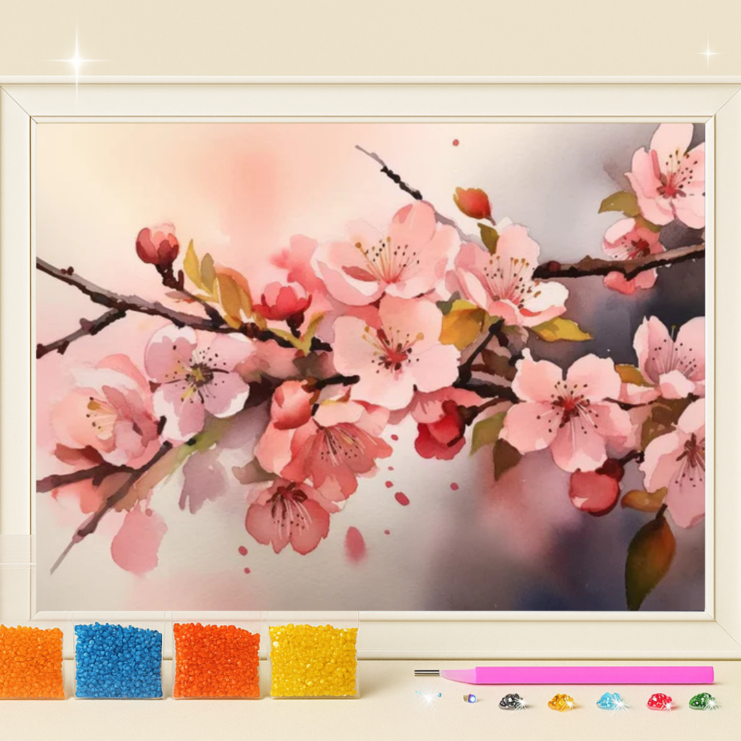 أزهار الكرز · طقم رسم بالماس