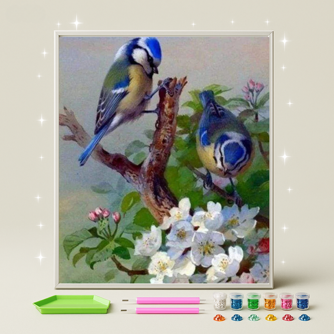 عصافير زرقاء · طقم رسم بالماس