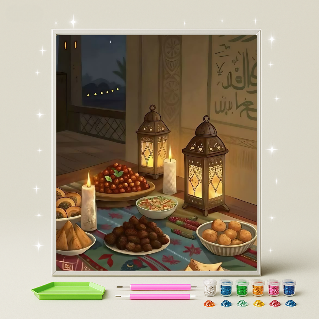 مائدة الإفطار · طقم رسم بالماس
