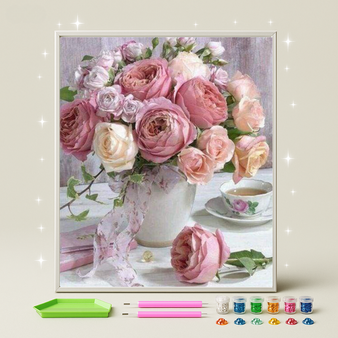 ورد الشاي · طقم رسم بالماس