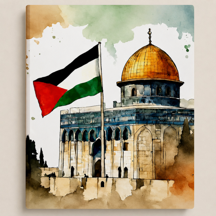 قبة الصخرة وعلم فلسطين