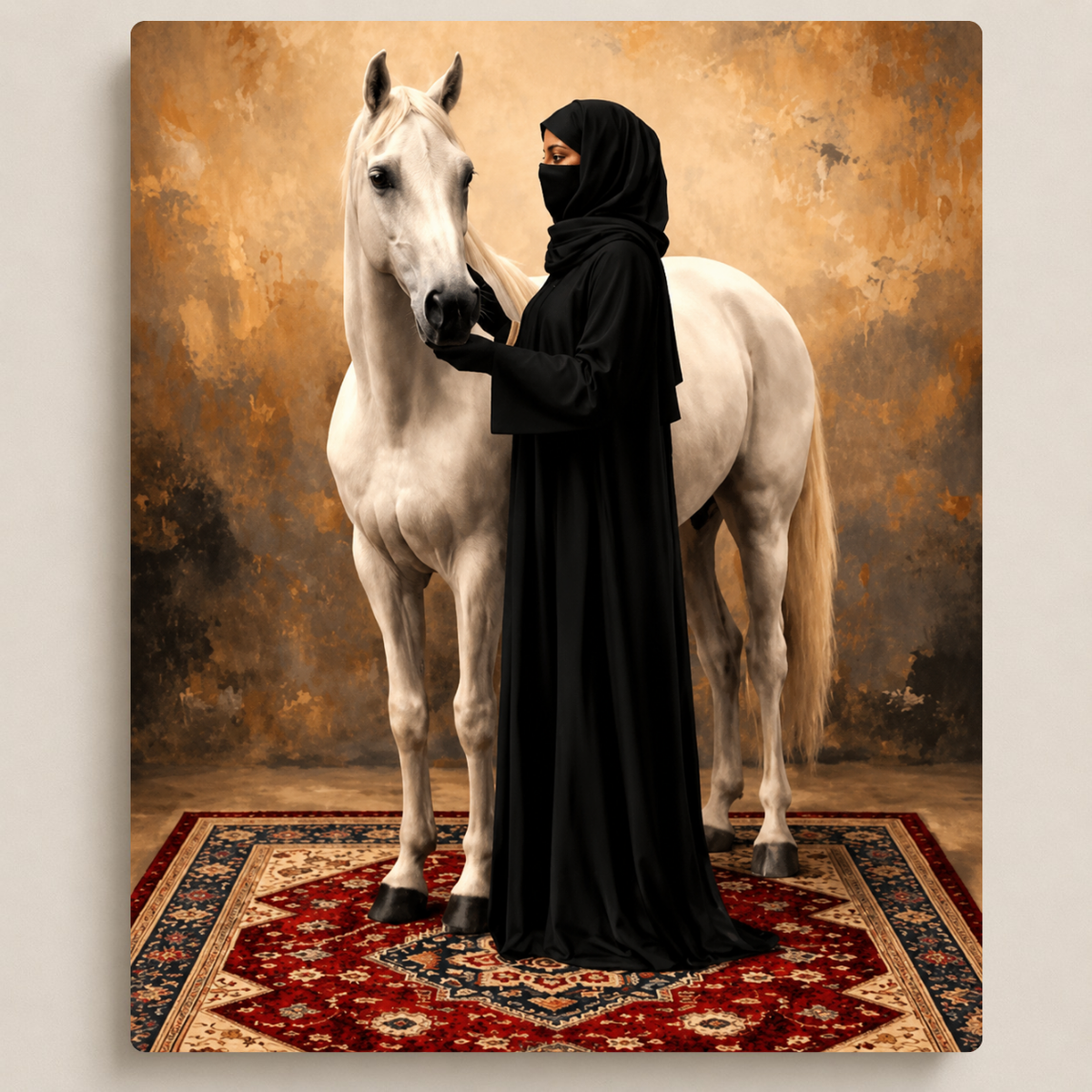 المرأة والحصان الأبيض