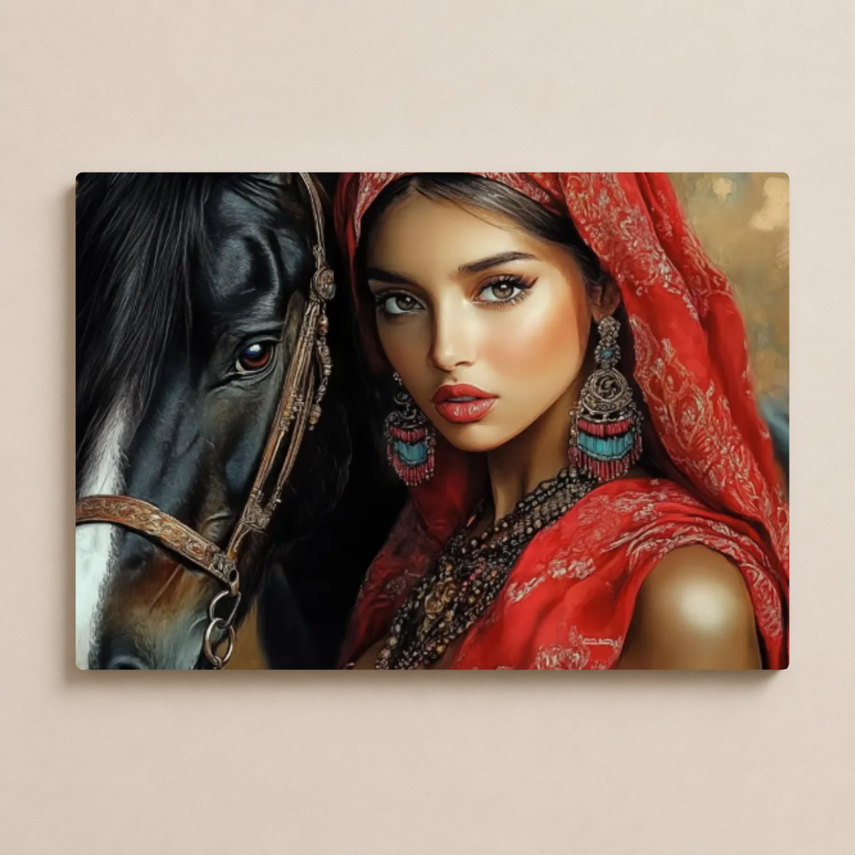 الفتاة والحصان الأسود