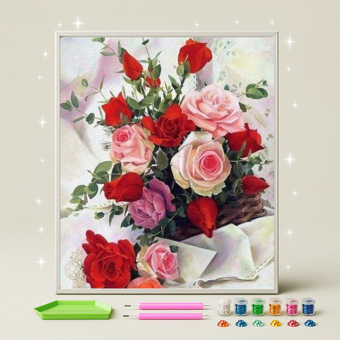 باقة الورد · طقم رسم بالماس