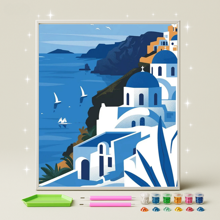 سانتوريني · طقم رسم بالماس