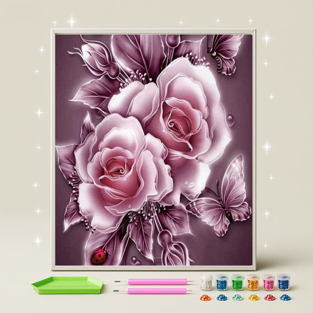 ورد وفراشة · طقم رسم بالماس