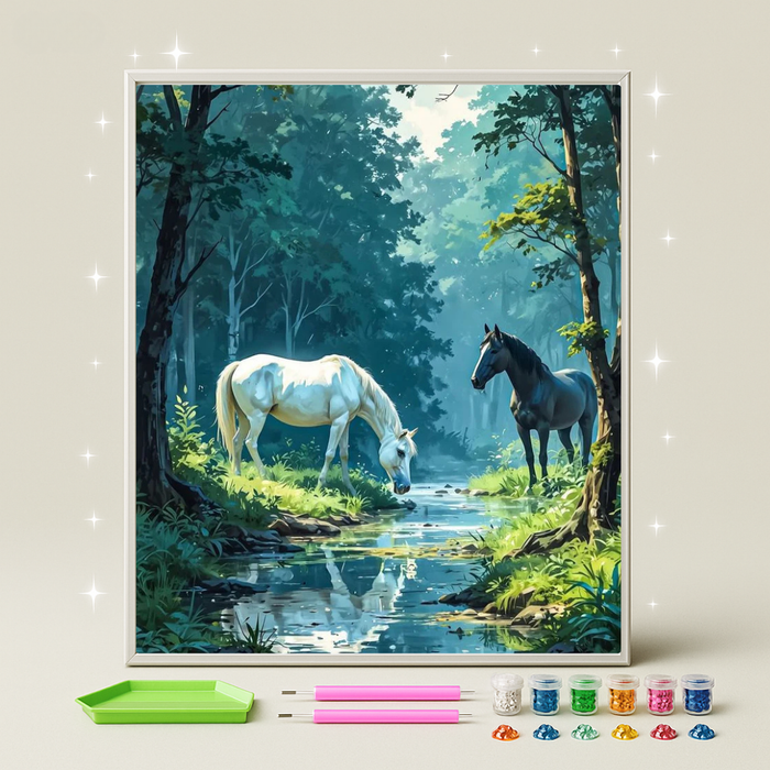 خيول الغابة · طقم رسم بالماس